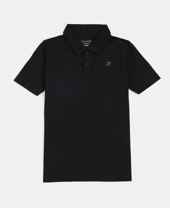 Boy's Super Combed Cotton Rich Regular Fit Polo T-Shirt - Black