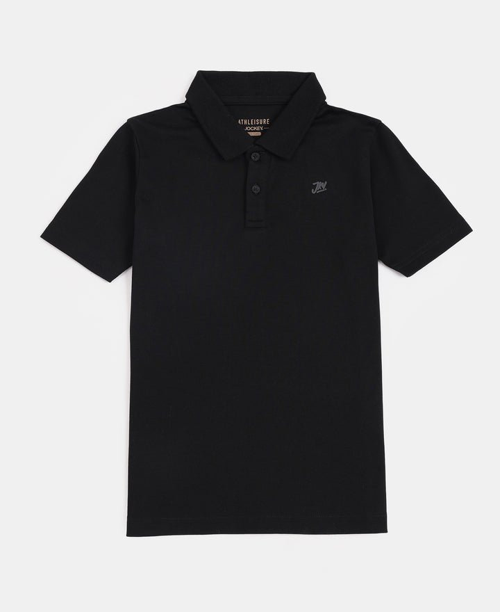 Boy's Super Combed Cotton Rich Regular Fit Polo T-Shirt - Black
