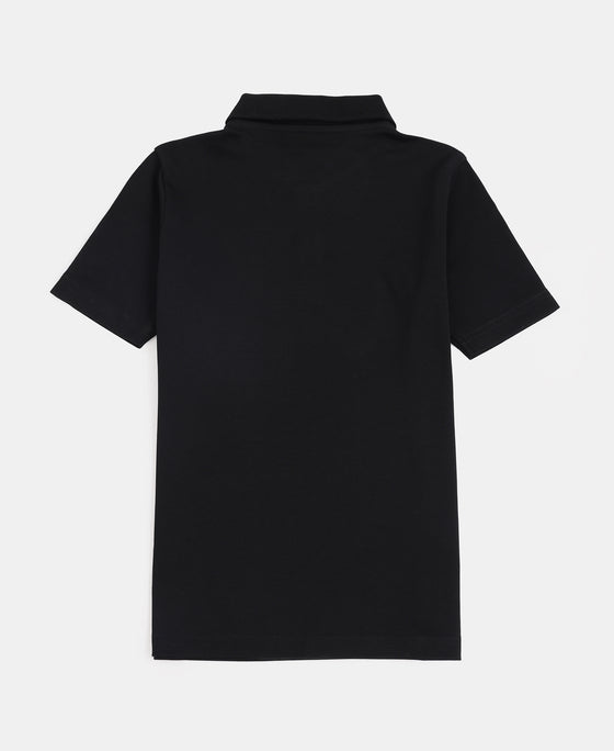 Boy's Super Combed Cotton Rich Regular Fit Polo T-Shirt - Black