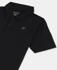 Boy's Super Combed Cotton Rich Regular Fit Polo T-Shirt - Black