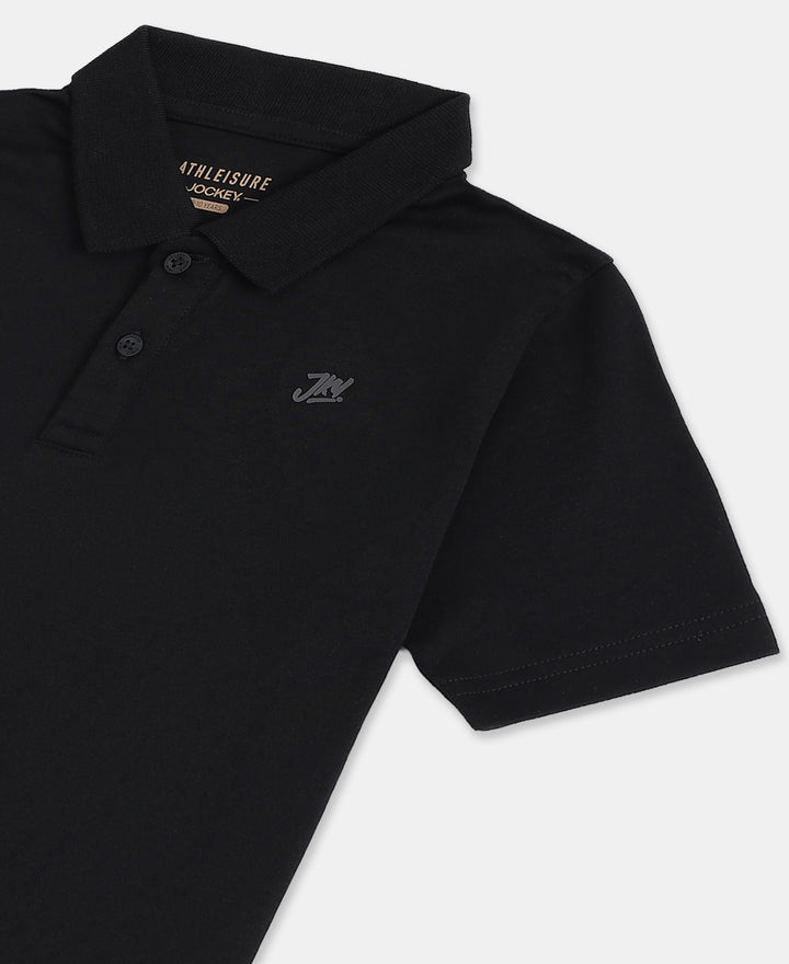 Boy's Super Combed Cotton Rich Regular Fit Polo T-Shirt - Black