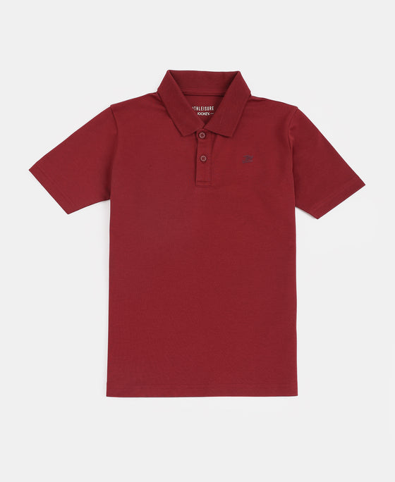 Boy's Super Combed Cotton Rich Regular Fit Polo T-Shirt - Pomegranate