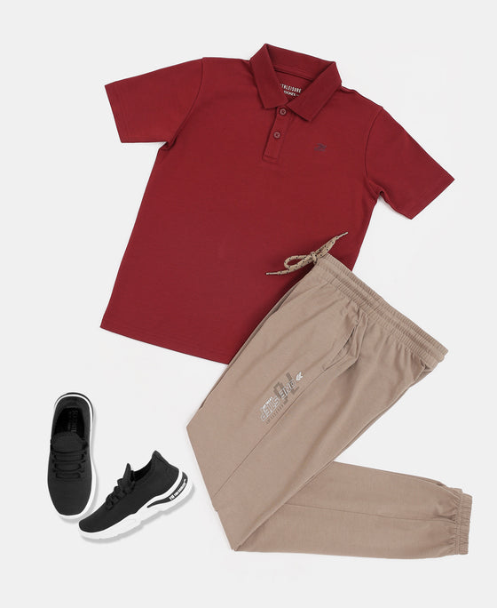 Boy's Super Combed Cotton Rich Regular Fit Polo T-Shirt - Pomegranate