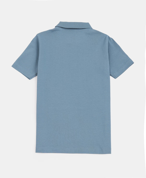 Boy's Super Combed Cotton Rich Regular Fit Polo T-Shirt - Provincial Blue
