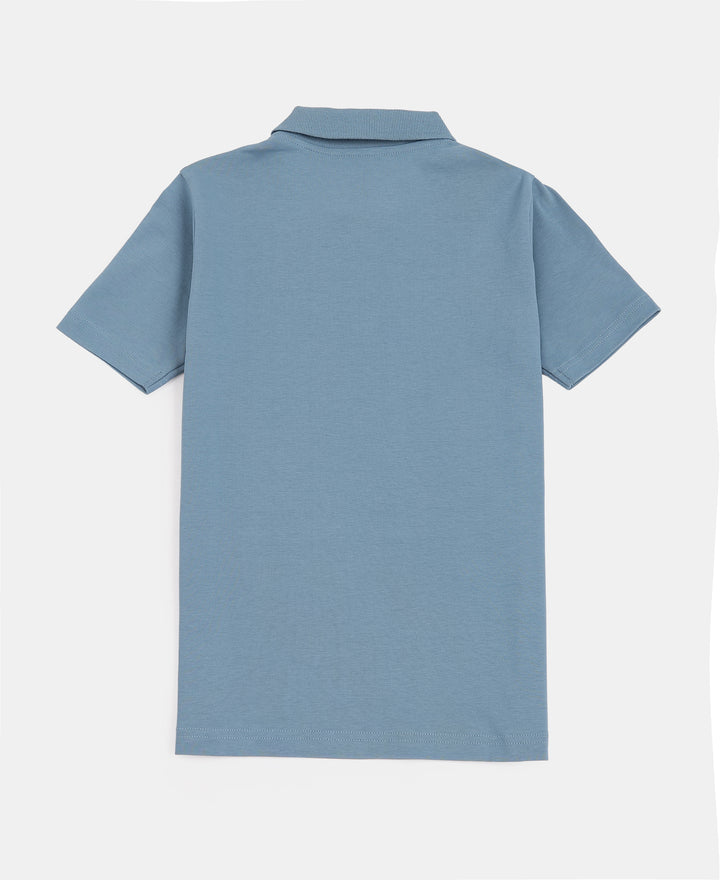 Boy's Super Combed Cotton Rich Regular Fit Polo T-Shirt - Provincial Blue