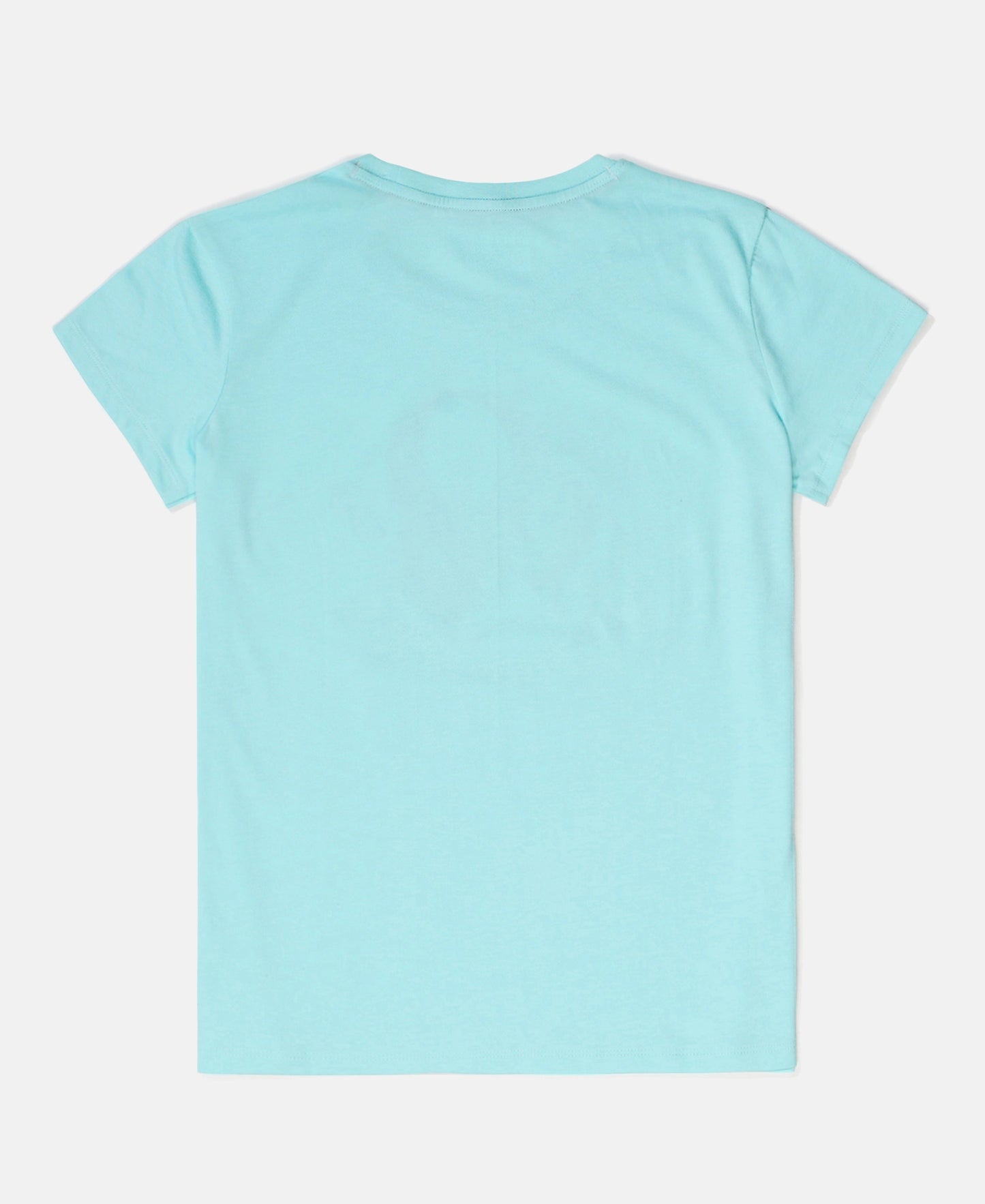Girl's Super Combed Cotton Graphic Printed T-Shirt - Aruba Blue