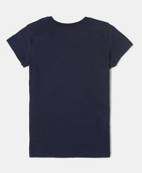 Super Combed Cotton Graphic Printed T-Shirt - Navy