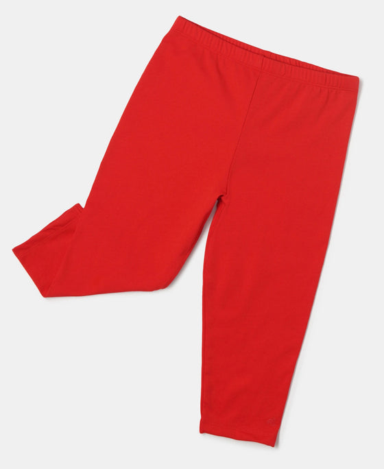 Girl's Super Combed Cotton Elastane Stretch Capri - Rio Red