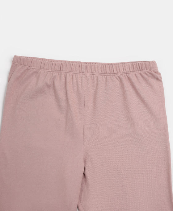 Girl's Super Combed Cotton Elastane Stretch Capri - Wood Rose