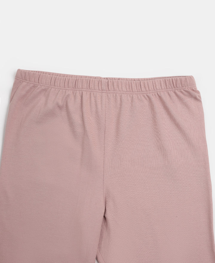 Girl's Super Combed Cotton Elastane Stretch Capri - Wood Rose
