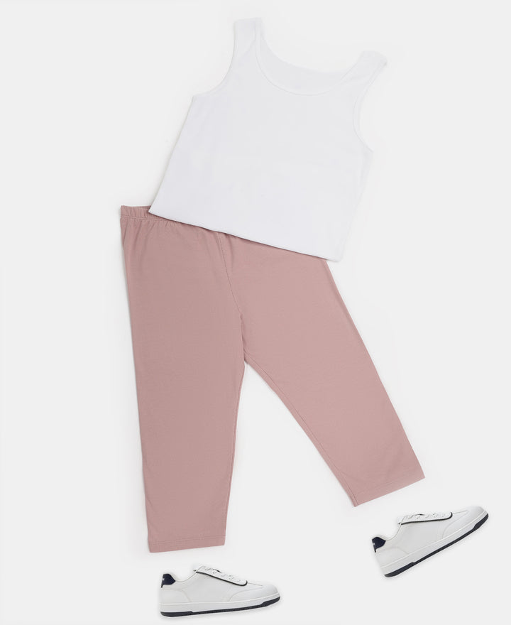 Girl's Super Combed Cotton Elastane Stretch Capri - Wood Rose