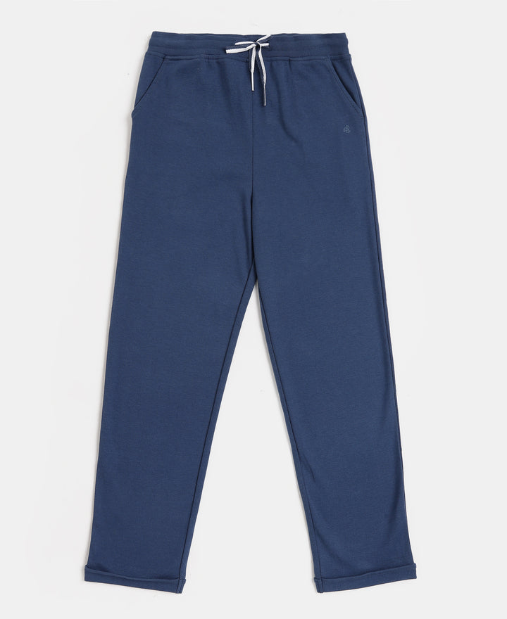 Girls Super Combed Cotton Straight Fit Trackpants with Side Pocket - Denim Indigo