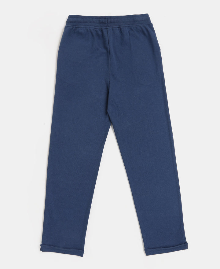 Girls Super Combed Cotton Straight Fit Trackpants with Side Pocket - Denim Indigo