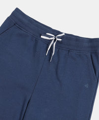 Girls Super Combed Cotton Straight Fit Trackpants with Side Pocket - Denim Indigo