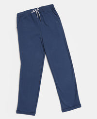 Girls Super Combed Cotton Straight Fit Trackpants with Side Pocket - Denim Indigo