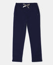 Girls Super Combed Cotton Straight Fit Trackpants with Side Pocket - Navy