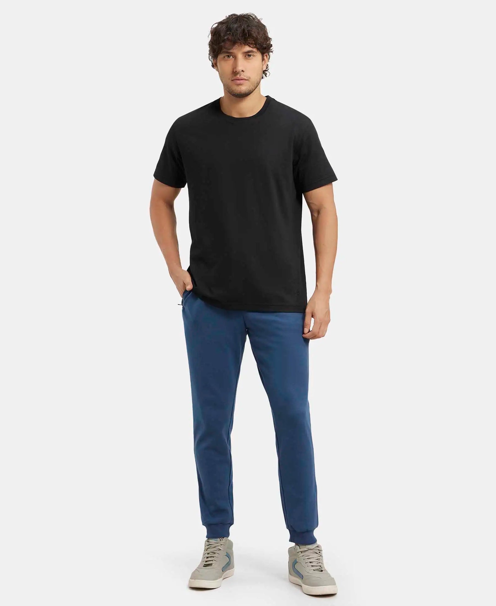 Super Combed Cotton Rich Slim Fit Jogger with Zipper Pockets - Insignia Blue-4