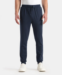 Super Combed Cotton Rich Pique Slim Fit Jogger with Zipper Pockets - Navy