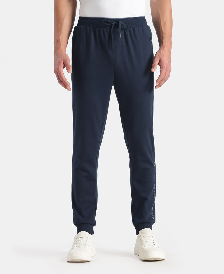 Super Combed Cotton Rich Pique Slim Fit Jogger with Zipper Pockets - Navy