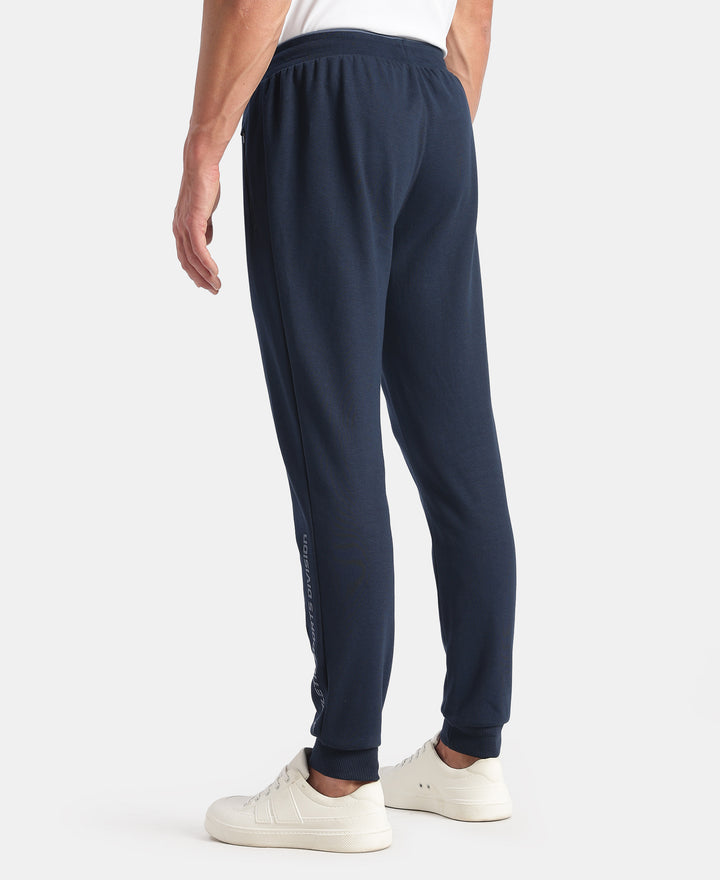 Super Combed Cotton Rich Pique Slim Fit Jogger with Zipper Pockets - Navy
