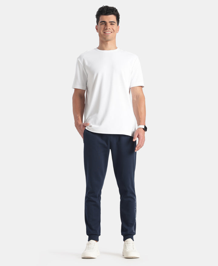 Super Combed Cotton Rich Pique Slim Fit Jogger with Zipper Pockets - Navy
