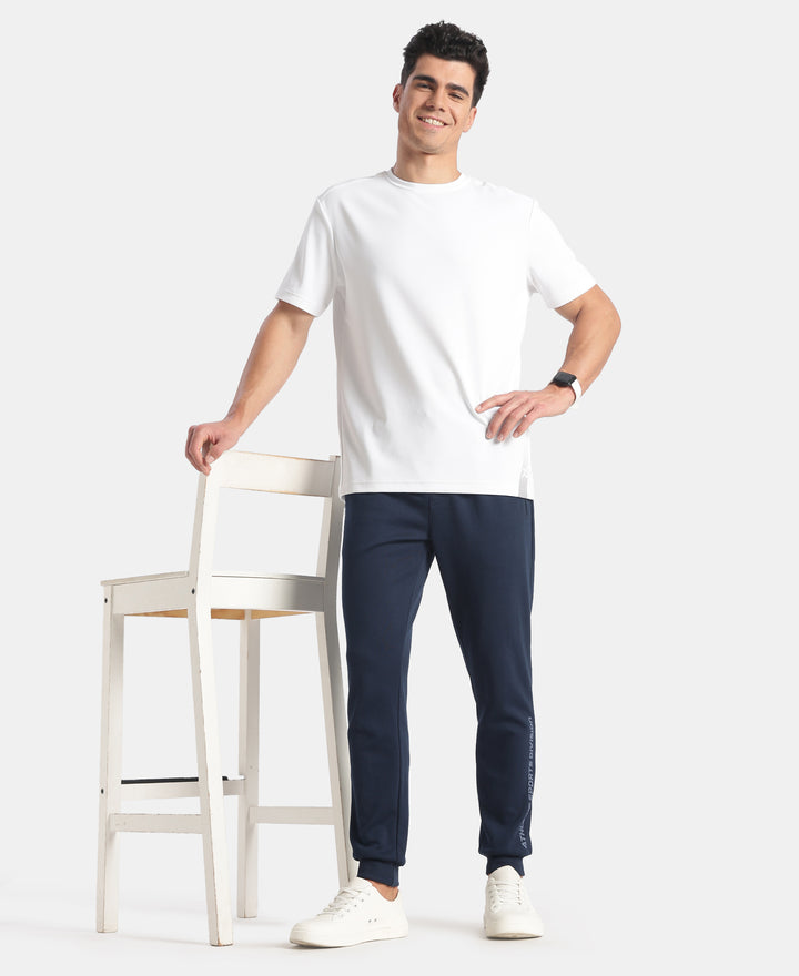 Super Combed Cotton Rich Pique Slim Fit Jogger with Zipper Pockets - Navy