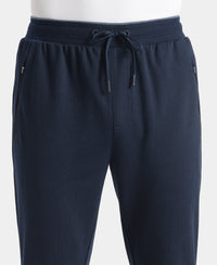 Super Combed Cotton Rich Pique Slim Fit Jogger with Zipper Pockets - Navy