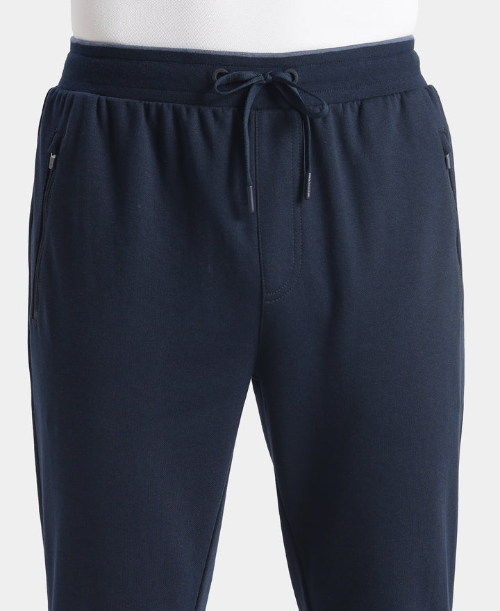 Super Combed Cotton Rich Pique Slim Fit Jogger with Zipper Pockets - Navy