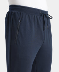 Super Combed Cotton Rich Pique Slim Fit Jogger with Zipper Pockets - Navy