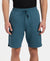 Super Combed Cotton Straight Fit Shorts with Side Pockets - Indian Teal