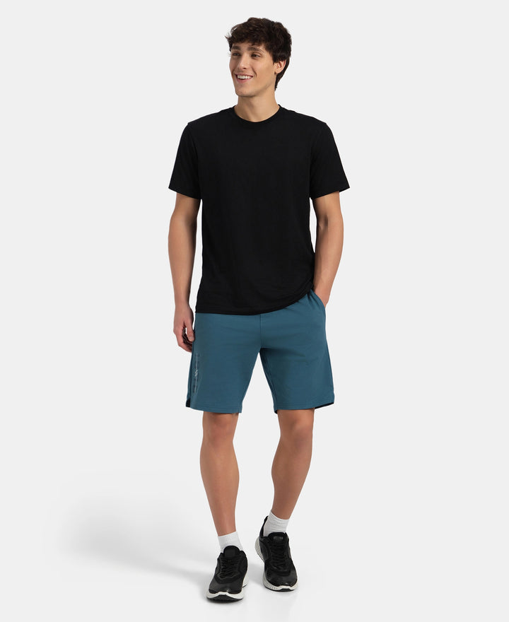 Super Combed Cotton Straight Fit Shorts with Side Pockets - Indian Teal