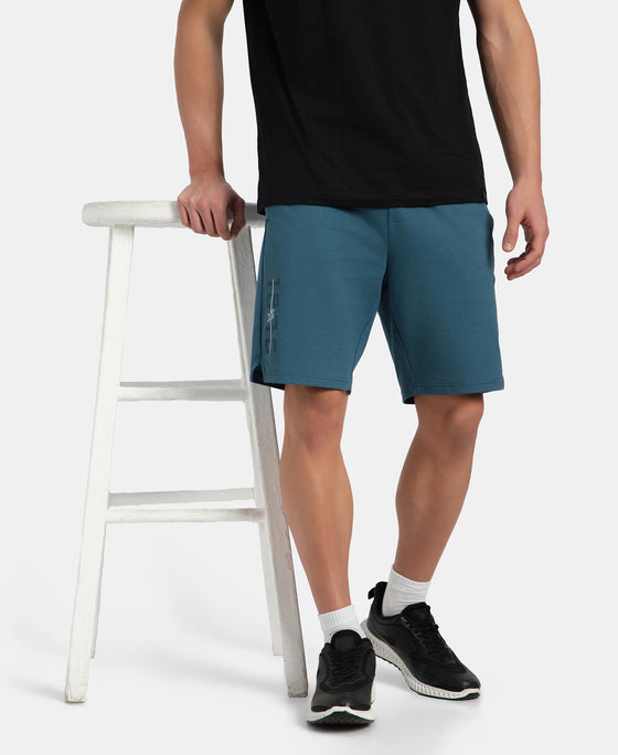 Super Combed Cotton Straight Fit Shorts with Side Pockets - Indian Teal