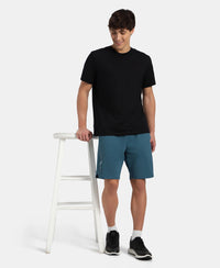 Super Combed Cotton Straight Fit Shorts with Side Pockets - Indian Teal