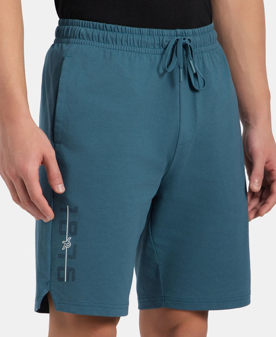 Super Combed Cotton Straight Fit Shorts with Side Pockets - Indian Teal