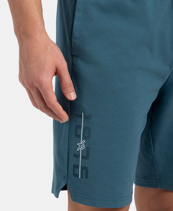 Super Combed Cotton Straight Fit Shorts with Side Pockets - Indian Teal