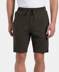 Super Combed Cotton Straight Fit Shorts with Side Pockets - Olive