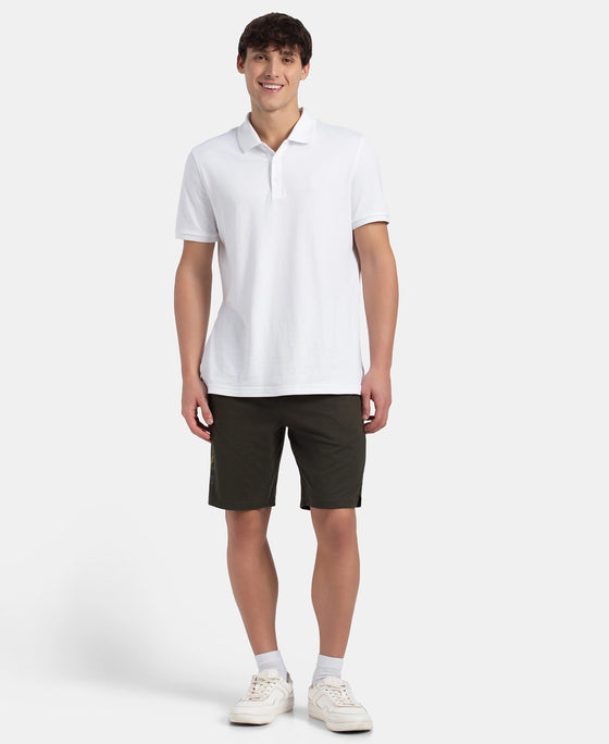 Super Combed Cotton Straight Fit Shorts with Side Pockets - Olive