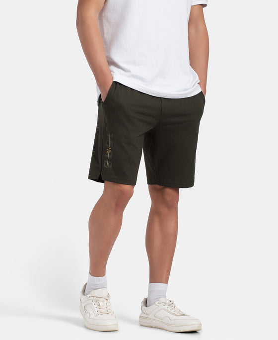 Super Combed Cotton Straight Fit Shorts with Side Pockets - Olive