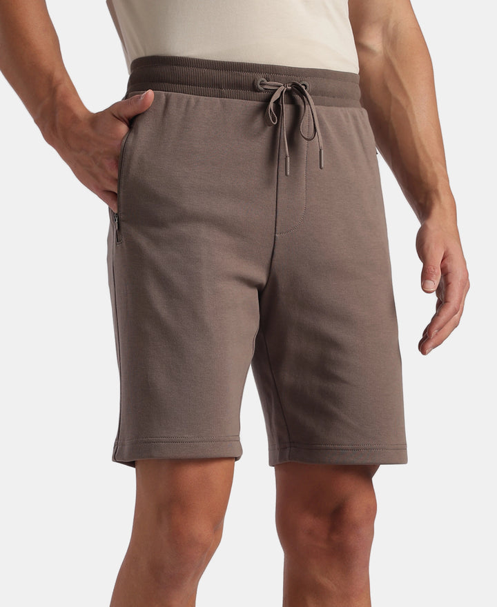 Super Combed Cotton Rich Straight Fit Shorts with Zipper Pockets - Dark Khaki