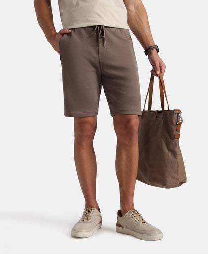 Super Combed Cotton Rich Straight Fit Shorts with Zipper Pockets - Dark Khaki