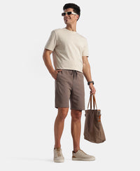 Super Combed Cotton Rich Straight Fit Shorts with Zipper Pockets - Dark Khaki