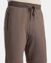 Super Combed Cotton Rich Straight Fit Shorts with Zipper Pockets - Dark Khaki