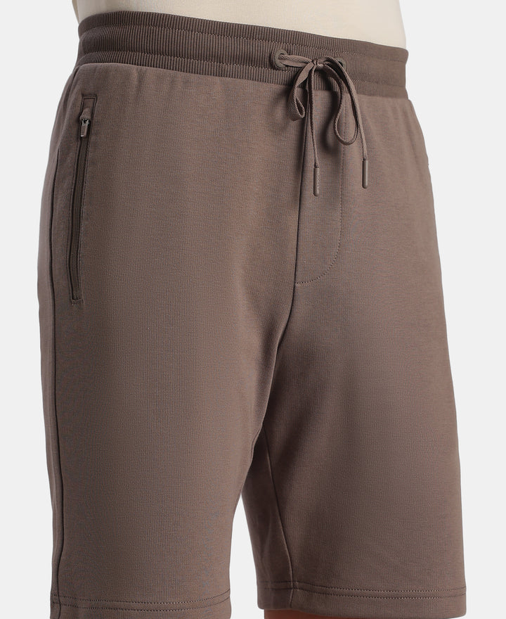 Super Combed Cotton Rich Straight Fit Shorts with Zipper Pockets - Dark Khaki
