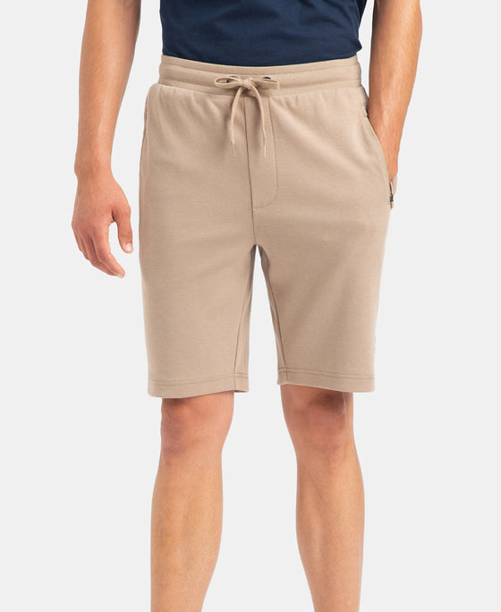 Super Combed Cotton Rich Straight Fit Shorts with Zipper Pockets - Desert Taupe