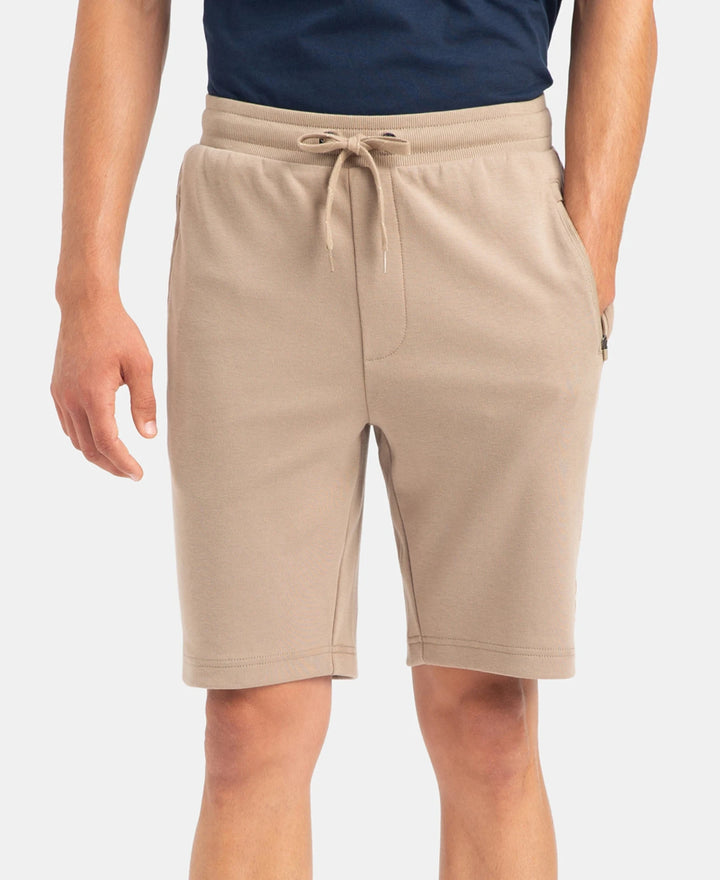 Super Combed Cotton Rich Straight Fit Shorts with Zipper Pockets - Desert Taupe