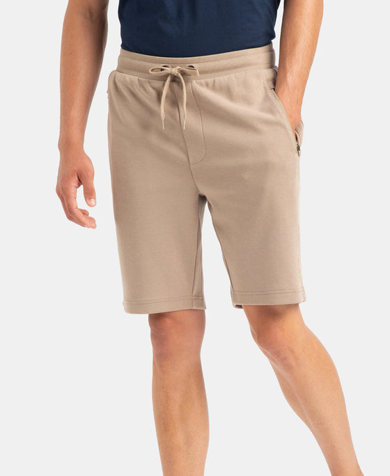 Super Combed Cotton Rich Straight Fit Shorts with Zipper Pockets - Desert Taupe