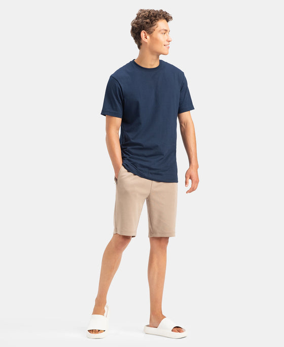 Super Combed Cotton Rich Straight Fit Shorts with Zipper Pockets - Desert Taupe