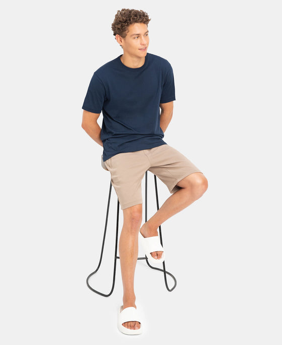 Super Combed Cotton Rich Straight Fit Shorts with Zipper Pockets - Desert Taupe