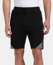 Super Combed Cotton Rich Straight Fit Shorts with Zipper Pockets - Black & Performance Grey