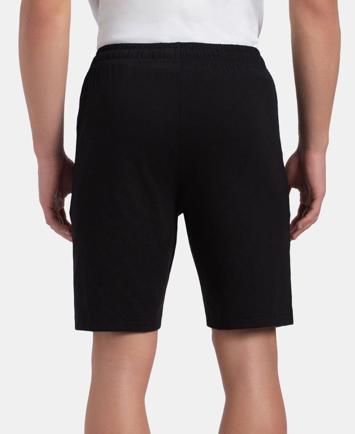 Super Combed Cotton Rich Straight Fit Shorts with Zipper Pockets - Black & Performance Grey